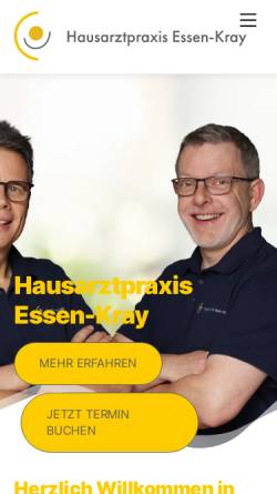 Vorschau der mobilen Webseite www.hausarztpraxis-essen-kray.de, Dr. med. Hendrik Hagemann, Dr. med. Angela Zilg & Jörg Krüger, Gemeinschaftspraxis