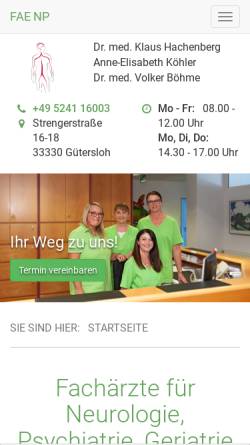 Vorschau der mobilen Webseite www.fachaerzte-neurologie-psychiatrie.de, Dr. med. Annette Haver und Dr. med. Klaus Hachenberg