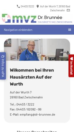 Vorschau der mobilen Webseite www.dr-brunnee.de, Dr. Tilo Brunnée