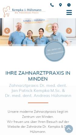 Vorschau der mobilen Webseite www.dr-kempka.de, Dres. Kempka & Dr. Hülsmann, Gemeinschaftspraxis