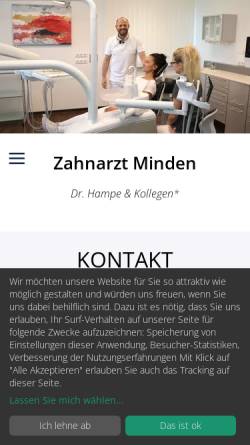 Vorschau der mobilen Webseite www.minden-zahnarzt.de, Dr. med. dent. Wolf-Christian Hampe, Zahnarzt