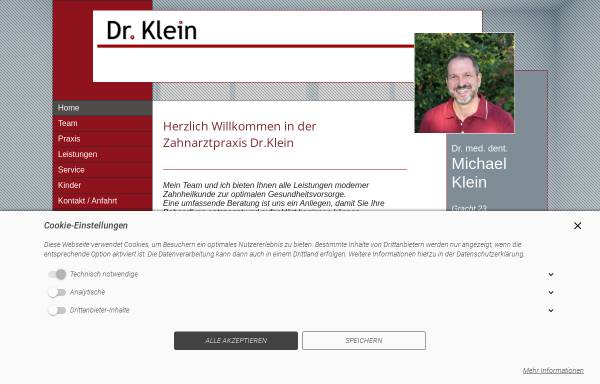 Vorschau von www.zahnarzt-dr-klein.de, Dr. med. dent. Michael Klein, Zahnarzt