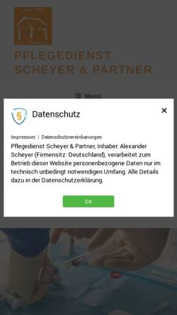 Vorschau der mobilen Webseite www.pflegedienst-scheyer-partner.de, Arbeitsgemeinschaft freie ambulante Krankenpflege e.V.
