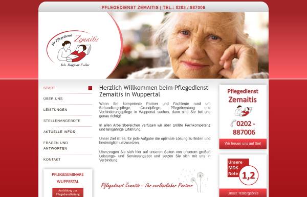 Vorschau von www.pflegedienst-zemaitis.de, Pflegedienst Zemaitis