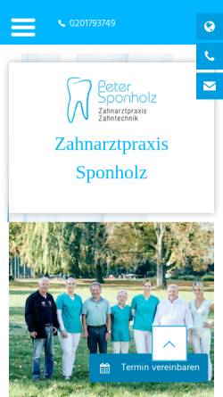 Vorschau der mobilen Webseite www.zahnarzt-sponholz.de, Peter Sponholz, Zahnarzt