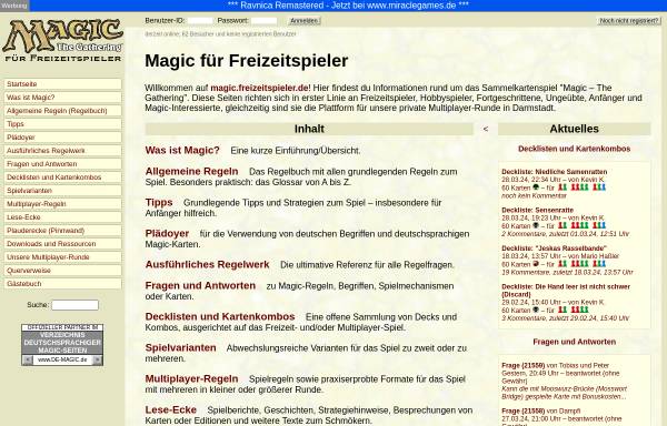 Vorschau von magic.freizeitspieler.de, Magic für Freizeitspieler