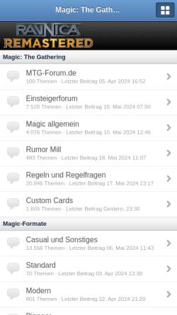 Vorschau der mobilen Webseite www.mtg-forum.de, Das Magic: The Gathering Forum