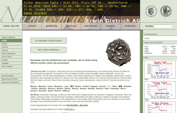 Vorschau von www.numismatik.ch, Erwin Dietrich AG