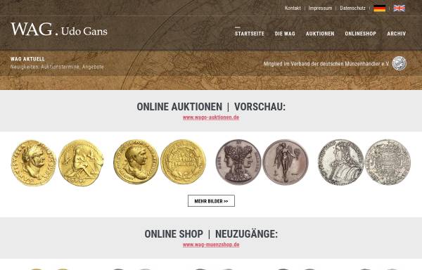 Vorschau von www.wag-auktionen.de, Westfälische Auktionsgesellschaft für Münzen und Medaillen