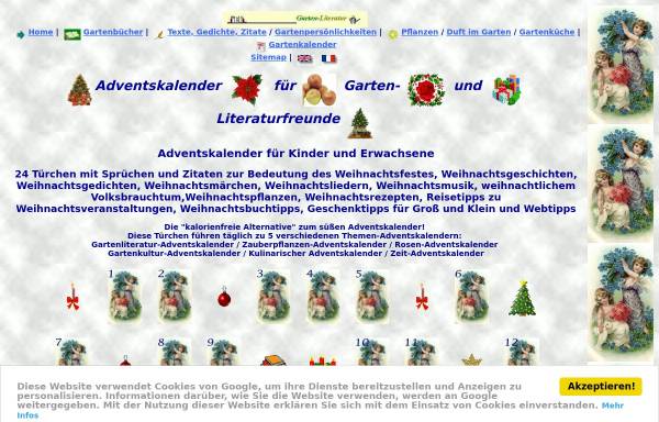Vorschau von www.garten-literatur.de, Adventskalender für Garten- und Literaturfreunde