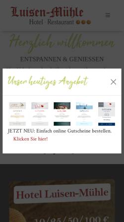 Vorschau der mobilen Webseite luisen-muehle.de, Hotel Restaurant Luisen Mühle