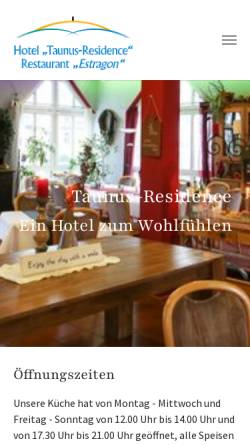 Vorschau der mobilen Webseite taunus-residence.de, Hotel Taunus Residence / Restaurant Estragon