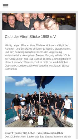 Vorschau der mobilen Webseite www.club-der-alten-saecke.de, Club der Alten Säcke 1998 e.V.