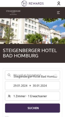 Vorschau der mobilen Webseite www.steigenberger.com, Hotels in Bad Homburg