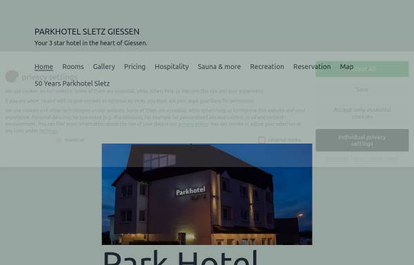 Vorschau von www.parkhotel-sletz.de, Parkhotel Sletz