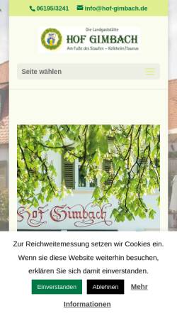 Vorschau der mobilen Webseite www.hof-gimbach.de, Hof Gimbach