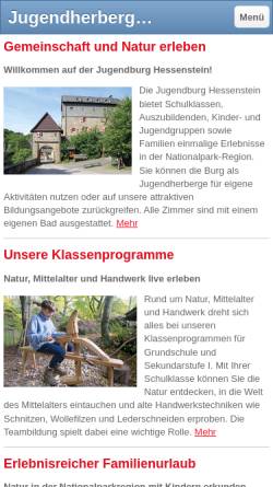 Vorschau der mobilen Webseite www.jugendburg-hessenstein.de, Jugendburg Hessenstein