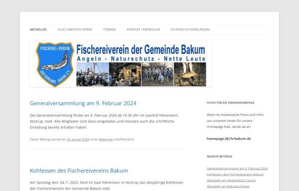Vorschau von www.fv-bakum.de, Fischereiverein der Gemeinde Bakum e.V.
