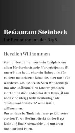 Vorschau der mobilen Webseite www.restaurant-steinbeck.de, Restaurant Steinbeck