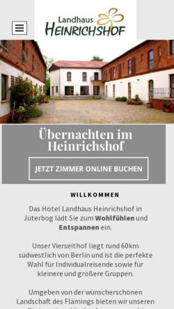 Vorschau der mobilen Webseite www.landhaus-heinrichshof.de, Landhaus Heinrichsdorf