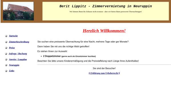 Vorschau von www.zimmervermietung-lippitz.de, Berit Lippitz Zimmervermietung