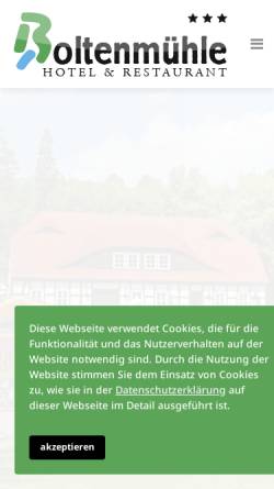 Vorschau der mobilen Webseite www.boltenmuehle.de, Gasthof und Restaurant Boltenmühle