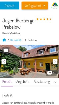 Vorschau der mobilen Webseite jh-prebelow.jugendherbergen-berlin-brandenburg.de, Jugendherberge Prebelow