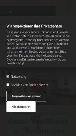 Vorschau der mobilen Webseite www.hotel-waldhuette.de, Hotel Waldhütte