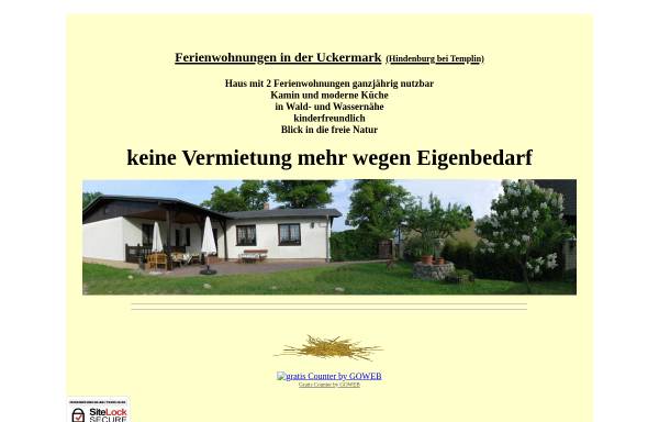 Vorschau von www.ferienwohnung-bei-templin.de, Ferienwohnungen in Hindenburg bei Templin