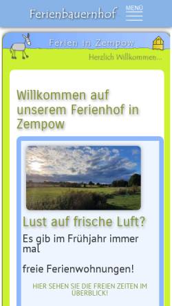 Vorschau der mobilen Webseite www.ferieninzempow.de, Biolandhof Familie Bergmann