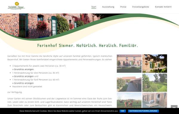 Vorschau von www.ferienhof-siemer.de, Ferienhof und Campingplatz Siemer