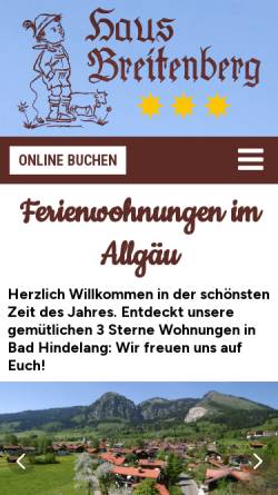 Vorschau der mobilen Webseite www.hausbreitenberg.de, Ferienhaus Breitenberg