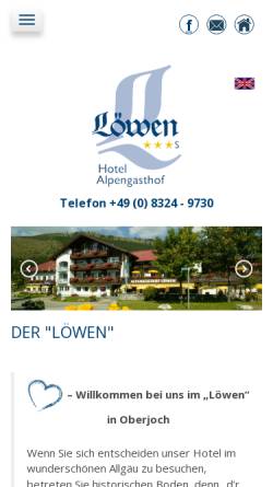 Vorschau der mobilen Webseite loewen-oberjoch.de, Hotel Alpengasthof Löwen