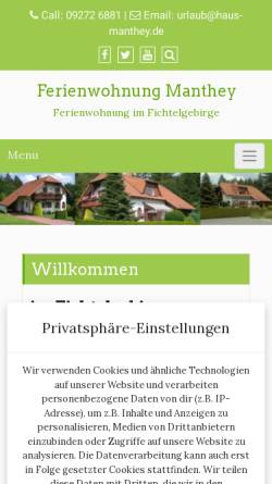 Vorschau der mobilen Webseite www.haus-manthey.de, Ferienwohnung Haus Mantey
