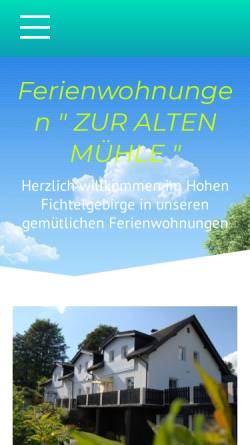 Vorschau der mobilen Webseite www.fewo-altemuehle-siller.de, Ferienwohnungen „Zur alten Mühle“