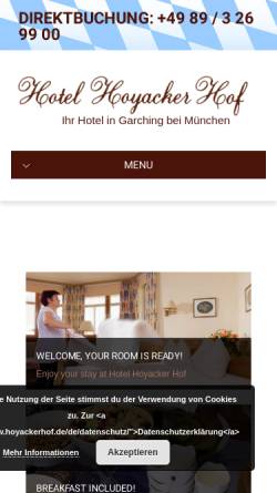 Vorschau der mobilen Webseite www.hoyackerhof.de, Hotel Hoyacker Hof