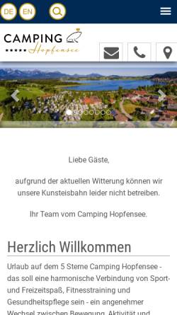 Vorschau der mobilen Webseite www.camping-hopfensee.de, Camping Hopfensee