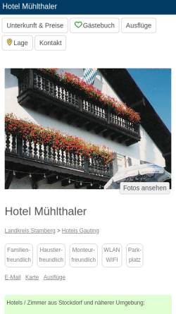 Vorschau der mobilen Webseite www.bayregio.de, Hotel Mühlthaler, Stockdorf