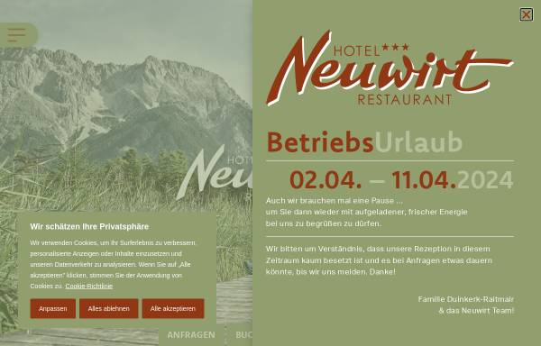 Vorschau von www.neuwirt.at, Hotel und Gasthaus Neuwirt