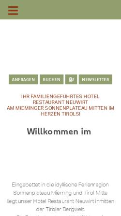 Vorschau der mobilen Webseite www.neuwirt.at, Hotel und Gasthaus Neuwirt