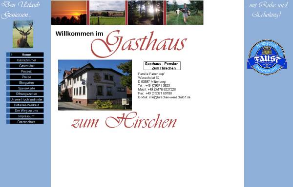 Vorschau von www.hirschen-wenschdorf.de, Gasthaus zum Hirschen