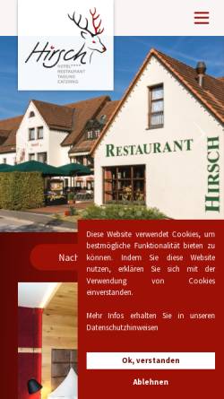 Vorschau der mobilen Webseite www.hirsch-nu.de, Hotel und Landgasthof Hirsch