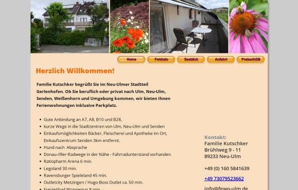 Vorschau von www.fewo-ulm.de, Kutschker, Petra - Ferienwohnungen und Zimmer