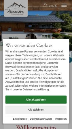 Vorschau der mobilen Webseite www.alexandra-ferienwohnungen.de, Alexandra Ferienwohnungen