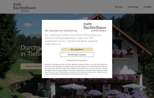 Vorschau von www.bachtelhaus.de, Cafe Pension Bachtelhaus