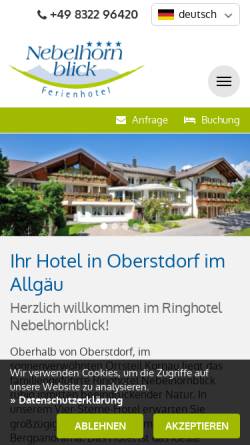 Vorschau der mobilen Webseite www.nebelhornblick.de, Hotel Nebelhornblick
