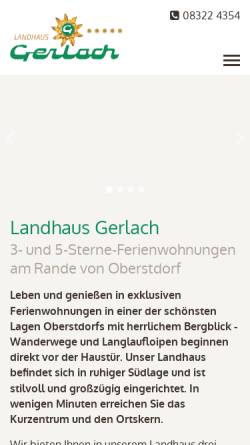 Vorschau der mobilen Webseite www.landhaus-gerlach.de, Landhaus Gerlach