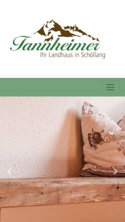 Vorschau der mobilen Webseite www.landhaus-tannheimer.de, Landhaus Tannheimer