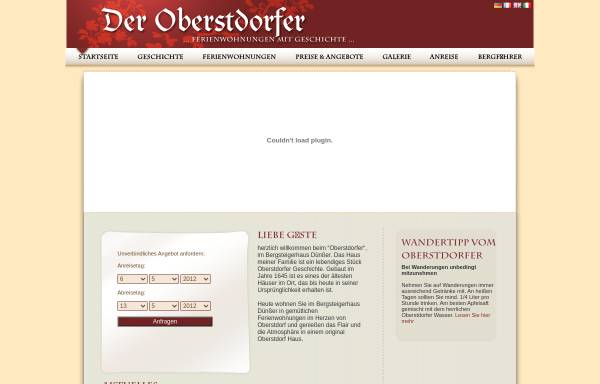 Vorschau von www.der-oberstdorfer.de, Der Oberstdorfer - Ferienwohnungen mit Geschichte