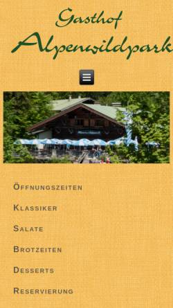 Vorschau der mobilen Webseite www.alpenwildpark.com, Restaurant-Café Alpenwildpark